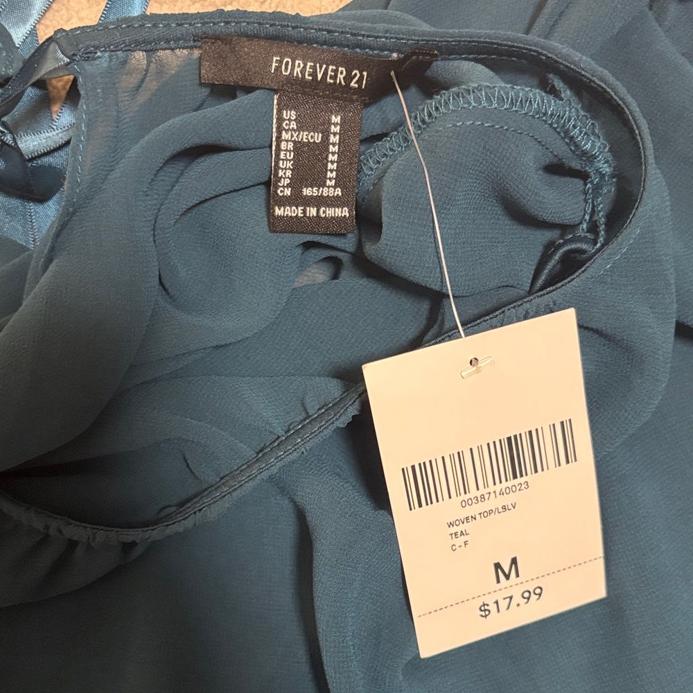 Forever 21 Dark Teal Blouse - Picture 4 of 4